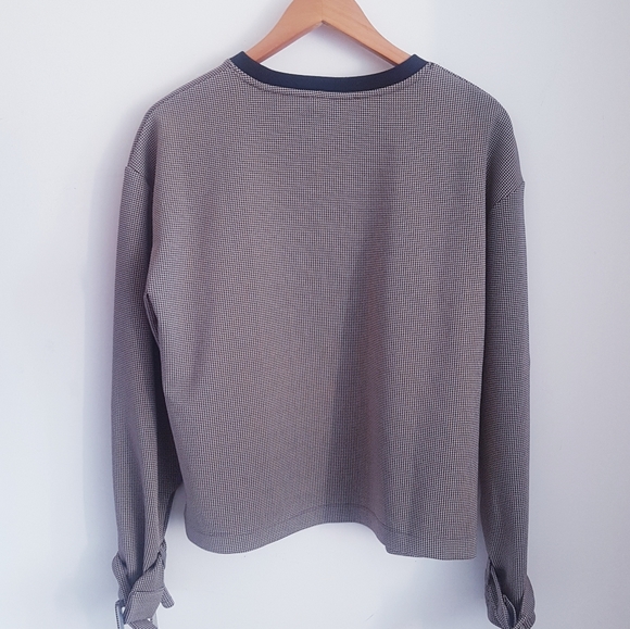 ZARA Houndstooth Plaid Long Sleeve Top - Picture 12 of 12